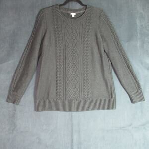 LL Bean Fisherman Cable Knit Sweater Mens Size XL Gray Cotton Cozy Casual